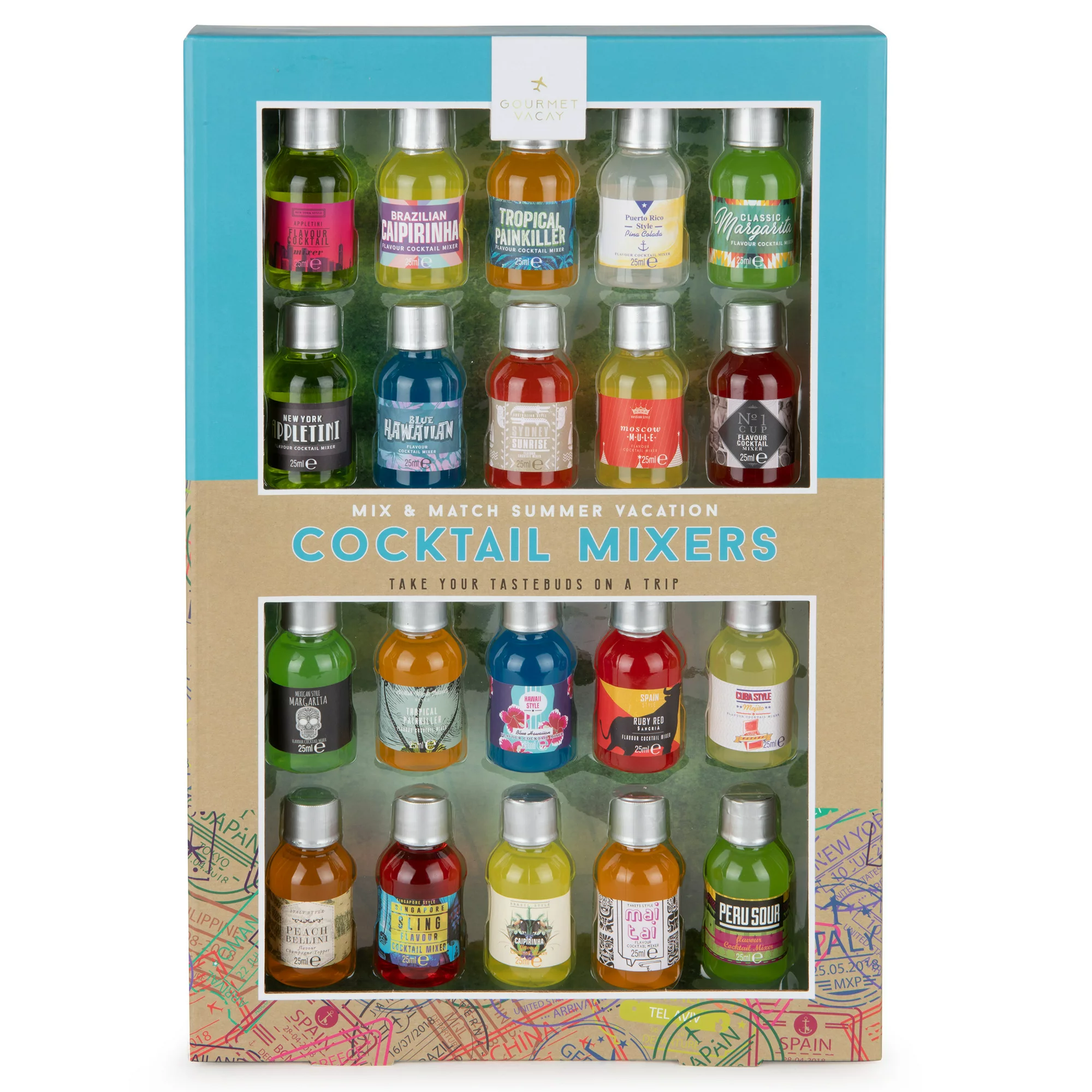 Thoughtfully Cocktails, Mix and Match Cocktail Mixer Mini Sampler Gift Set, 20-Pack (Contains NO Alcohol)