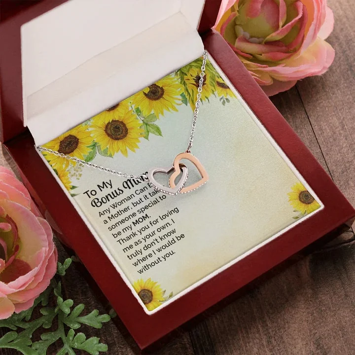 To My Bonus Mom – Interlocking Hearts Necklace, Mother’s Day Gifts