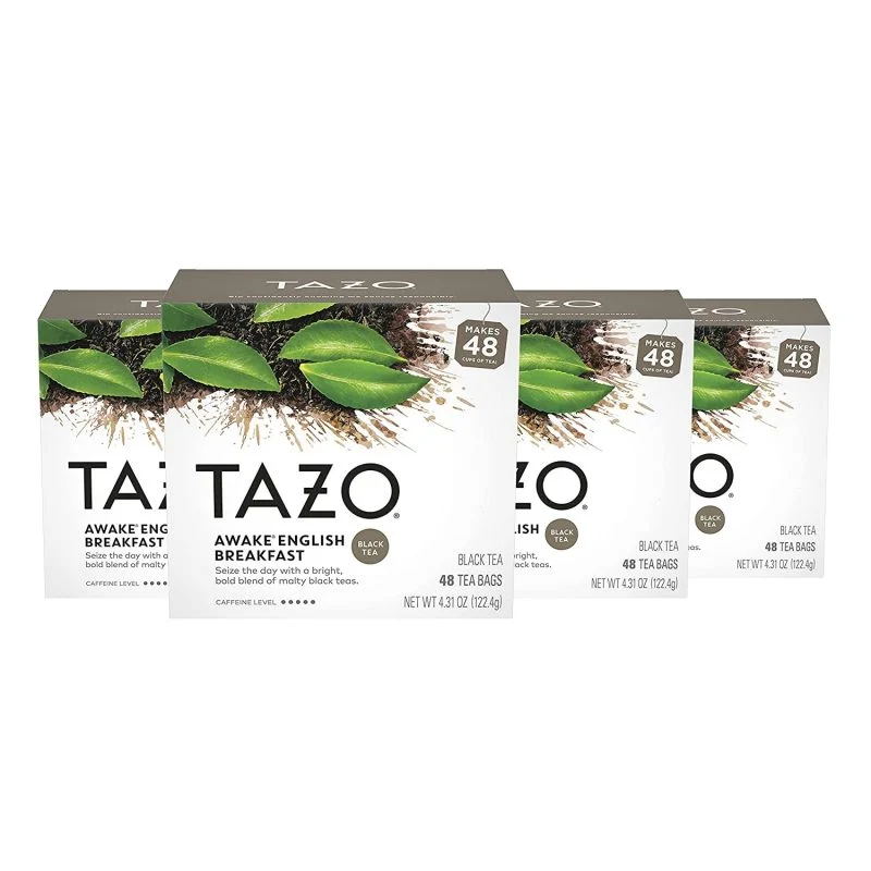 TAZO Tea Bags Traditional Breakfast-Style Black Tea, High Caffeine, 48 Ct, 4 Pack