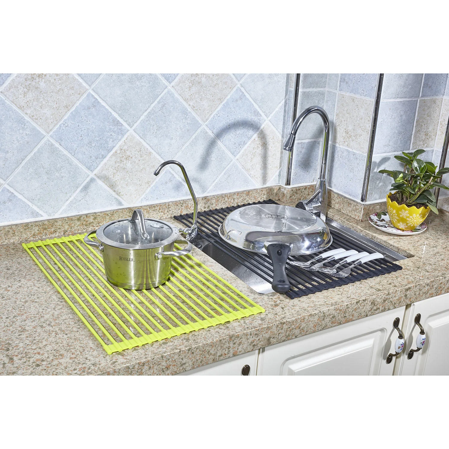 True & Tidy, Multi-Purpose Over The Sink Roll-Up Drying Rack, DR-881, Lime