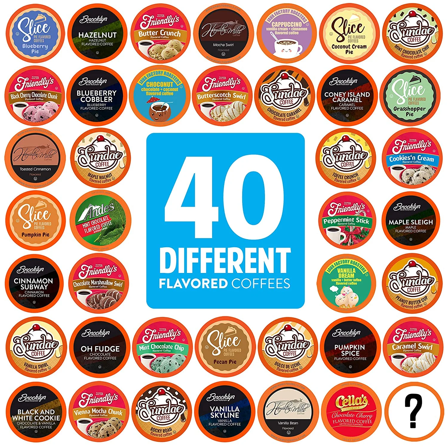 Two Rivers Coffee Flavored Coffee Pods Compatible, Assorted Flavored Coffee 40 Count