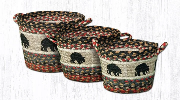 Earth Rugs UBP-43 Black Bears Printed Utility Basket 9``x7``