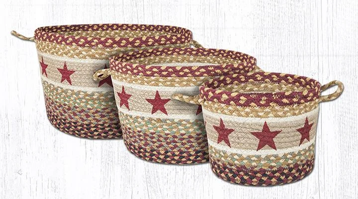 Earth Rugs UBP-357 Burgundy Star Printed Utility Basket 9``x7``