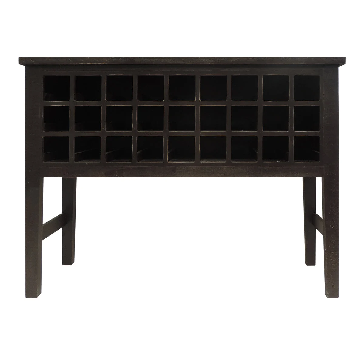The Urban Port Rectangular Wooden Wine Cabinet with Multiple Storage Slots, Brown