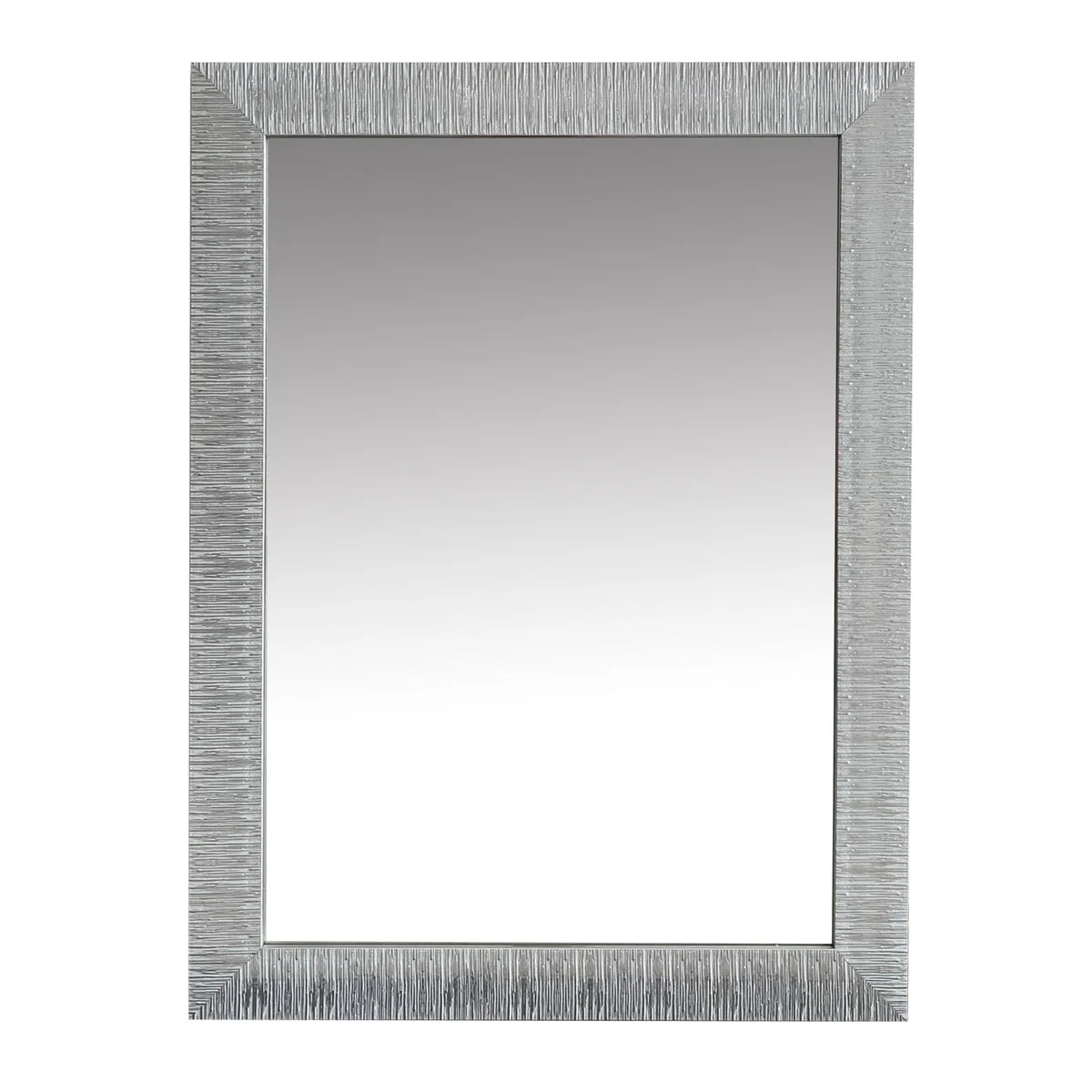 The Urban Port Wood Encased Wall Mirror with Striped Motif Edges and Shimmering Leaf, Gray