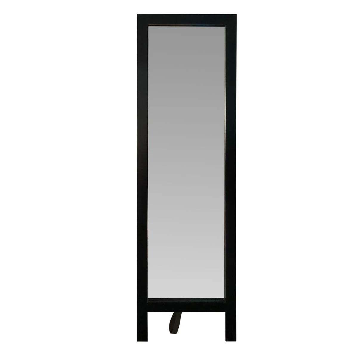 The Urban Port 65 inch Rectangle Wooden Cheval Full Length Standing Mirror with Easel Legs, Black