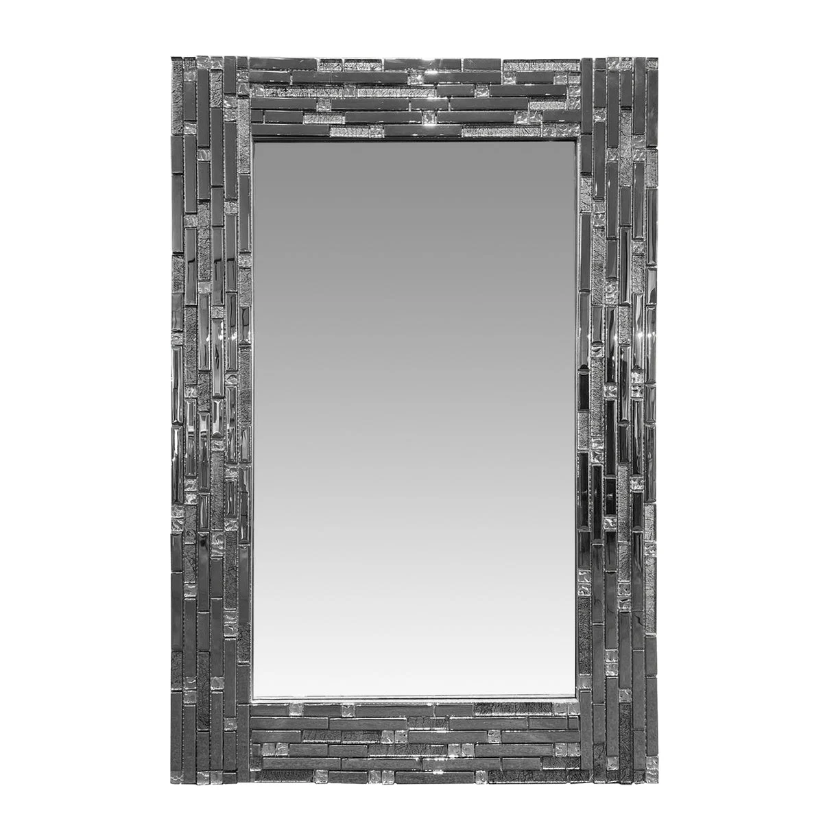 The Urban Port Mosaic Tile Design Rectangular Accent Wall Mirror, Silver