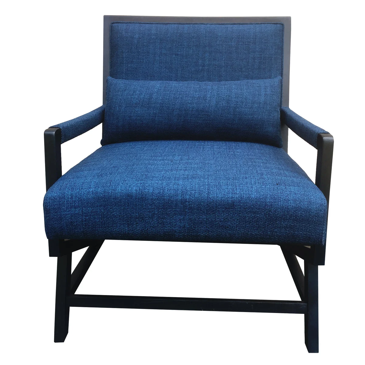 The Urban Port Fabric Padded Wooden Frame Accent Sofa Chair with Armrest, Black and Blue