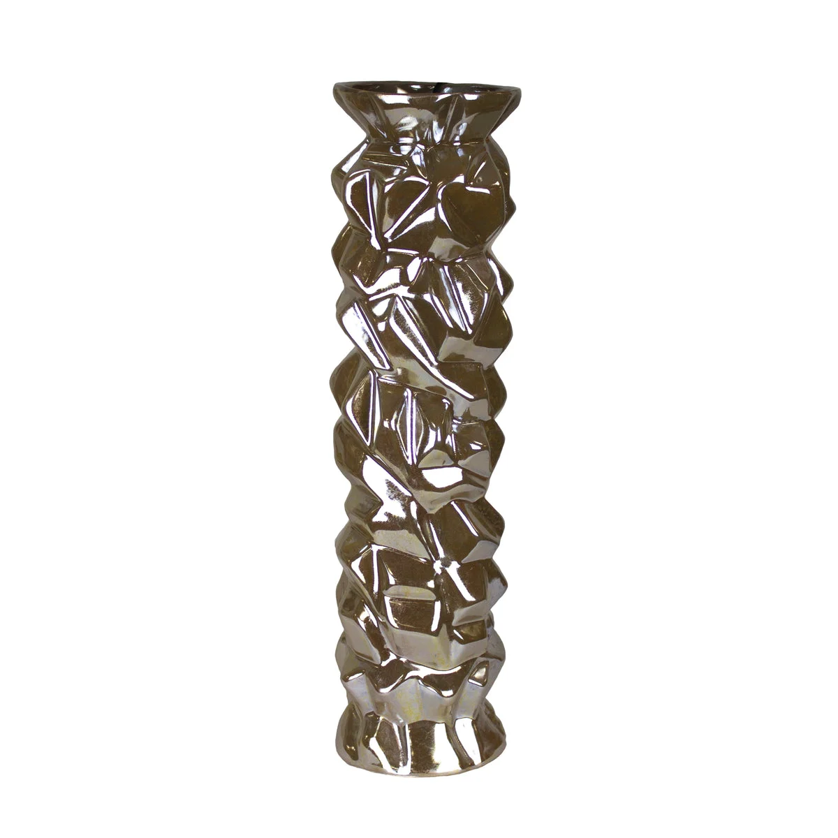 Sagebrook Home Ceramic Lipped Vase, Gold