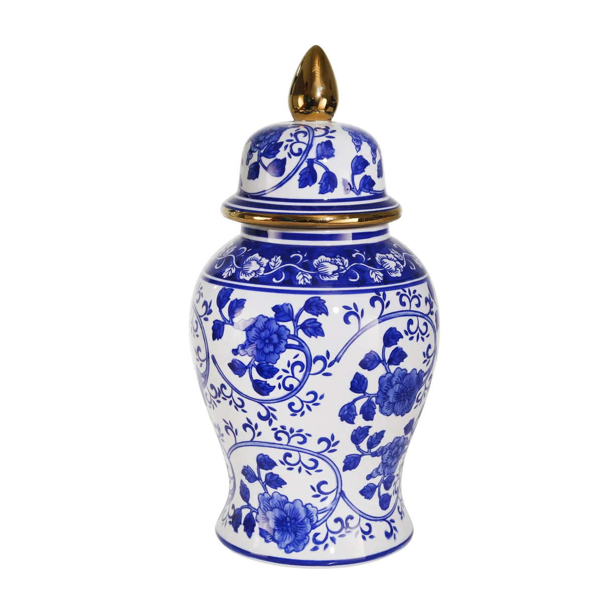 Sagebrook Home VC10467-04 14" Ceramic Temple Jar Blue/White