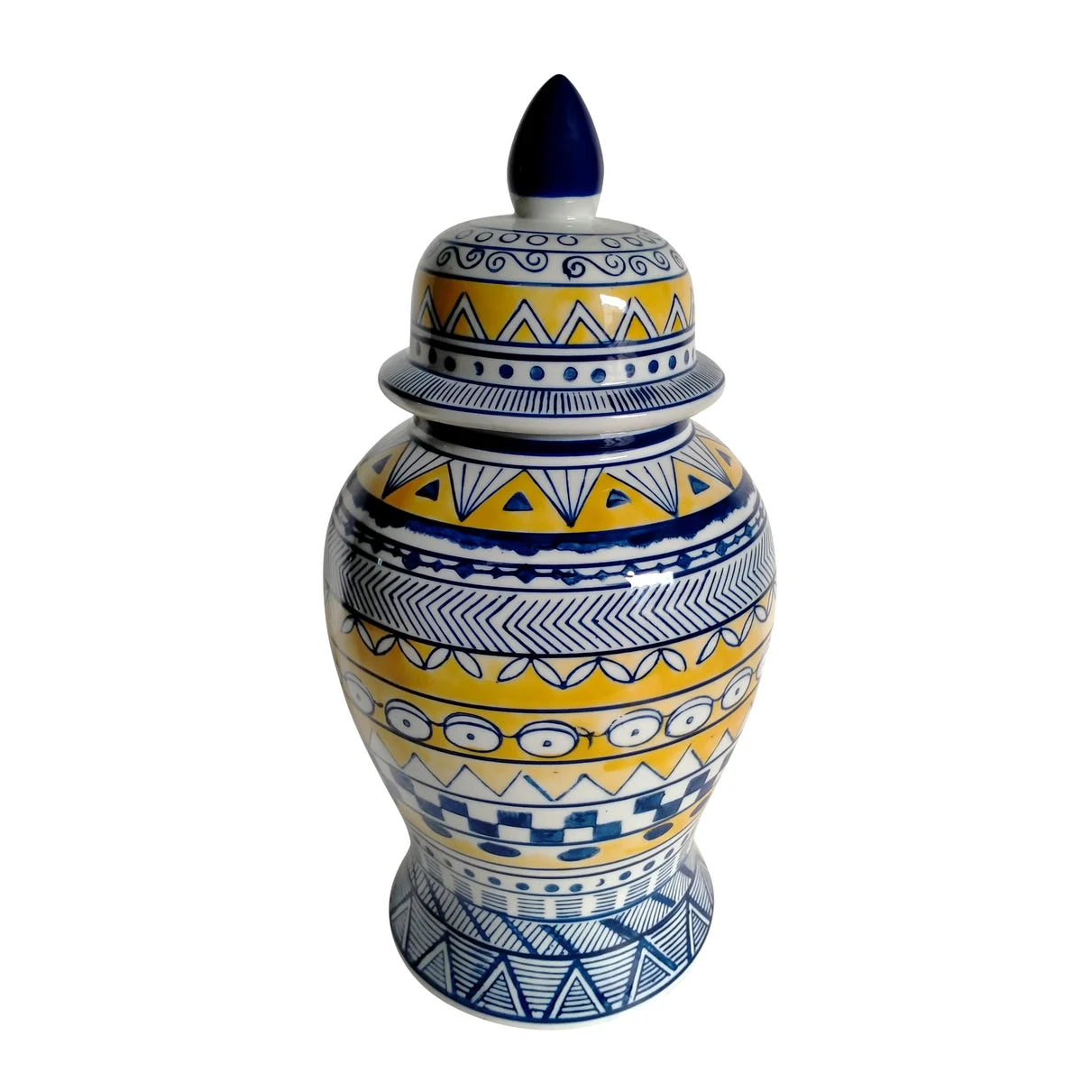 Sagebrook Home Yellow/Blue Temple Jar