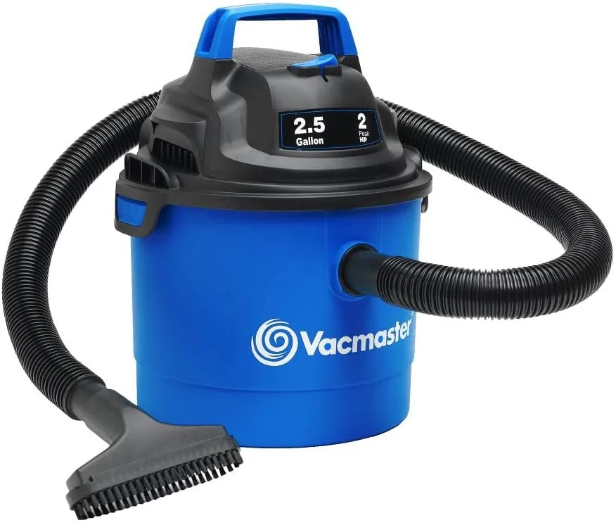 Vacmaster Portable Wall Mountable Wet/Dry Vacuum, 2.5 Gallon, 2 HP 1-1/4″ Hose (VOM205P), Blue