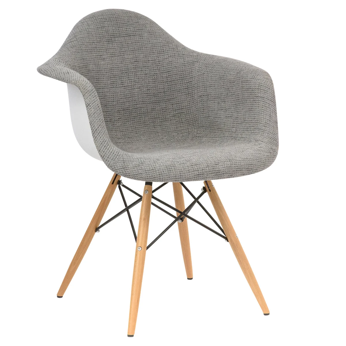 LeisureMod Willow Fabric Eiffel Accent Chair Grey