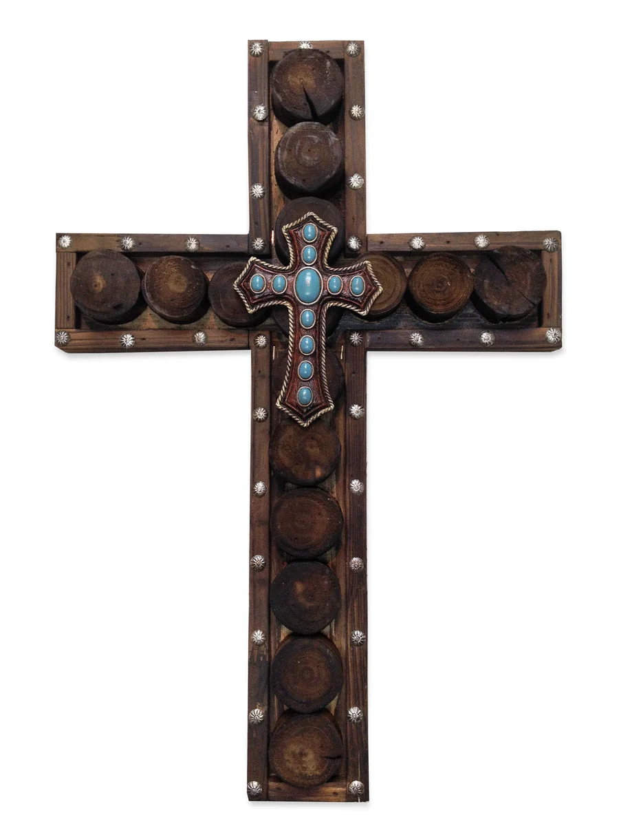 HiEnd Accents Studded Wood Cross w/Sm Cross Overlay (EA)