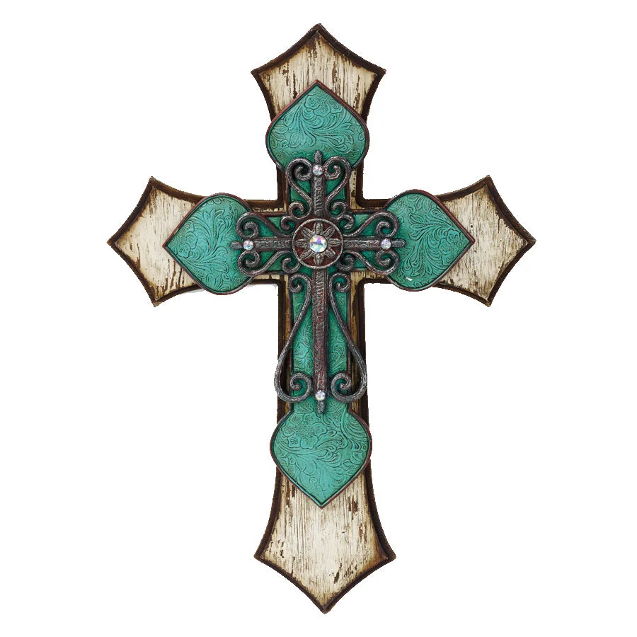 HiEnd Accents Cross with tooled turquoise detail