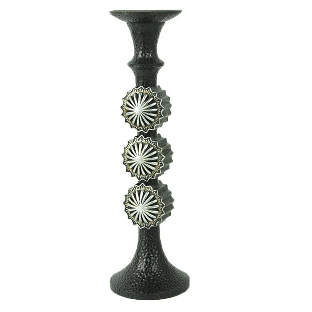 HiEnd Accents Faux metal with conchos tapered candle holder