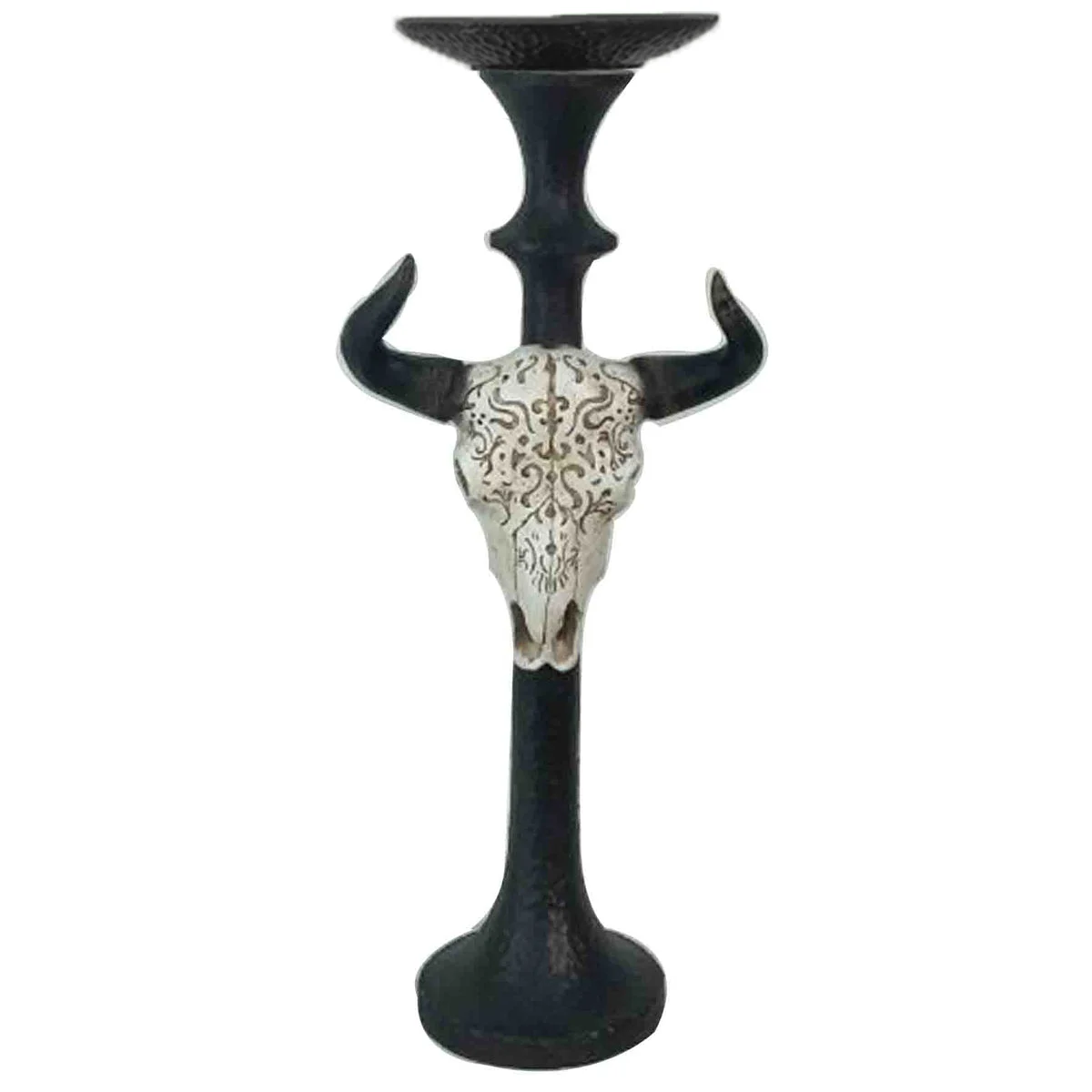 HiEnd Accents Skull pattern cut-out taper candle holder