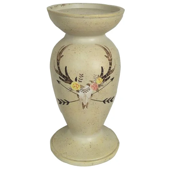 HiEnd Accents Skull/Floral pedestal candle holder