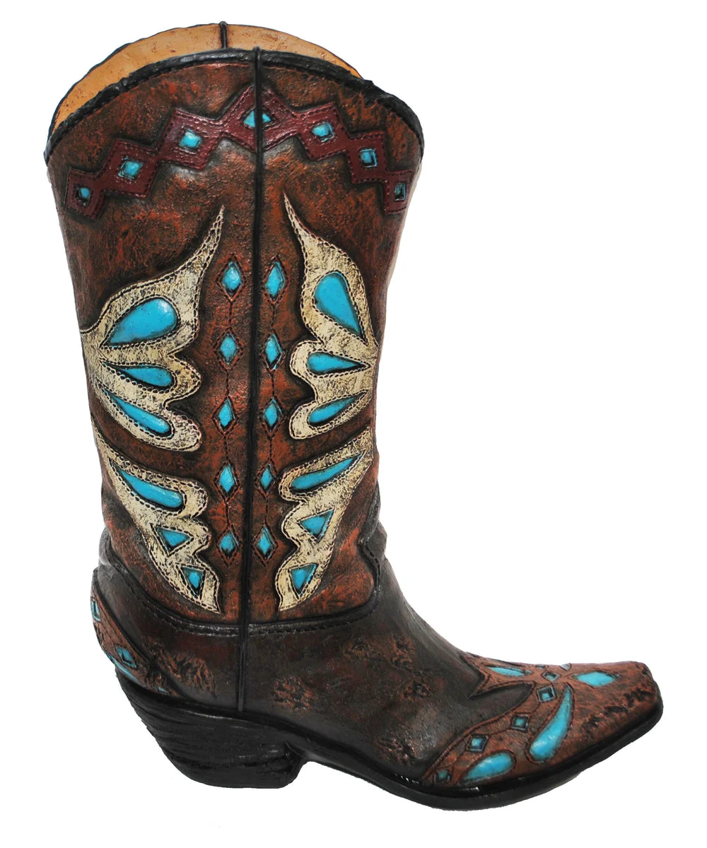 HiEnd Accents Turquoise Cowboy Boot Vase