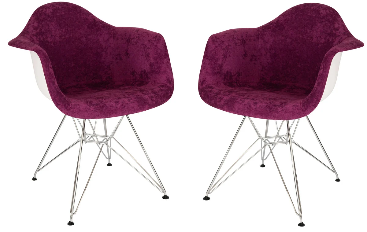 LeisureMod Willow Velvet Eiffel Metal Base Accent Chair Purple