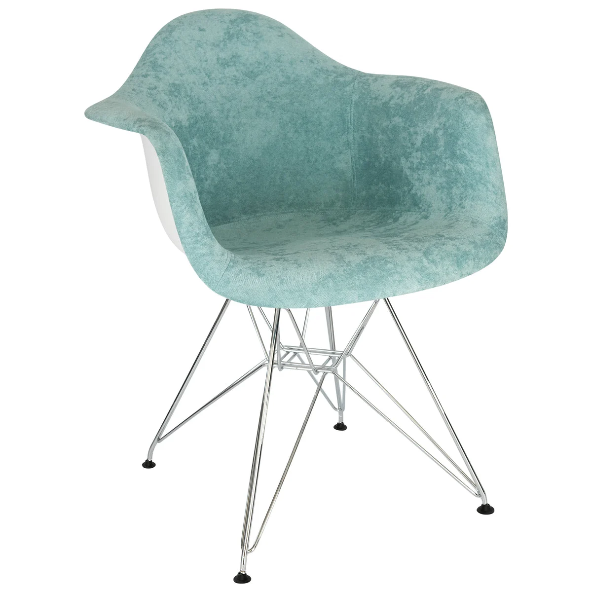 LeisureMod Willow Velvet Eiffel Metal Base Accent Chair Teal