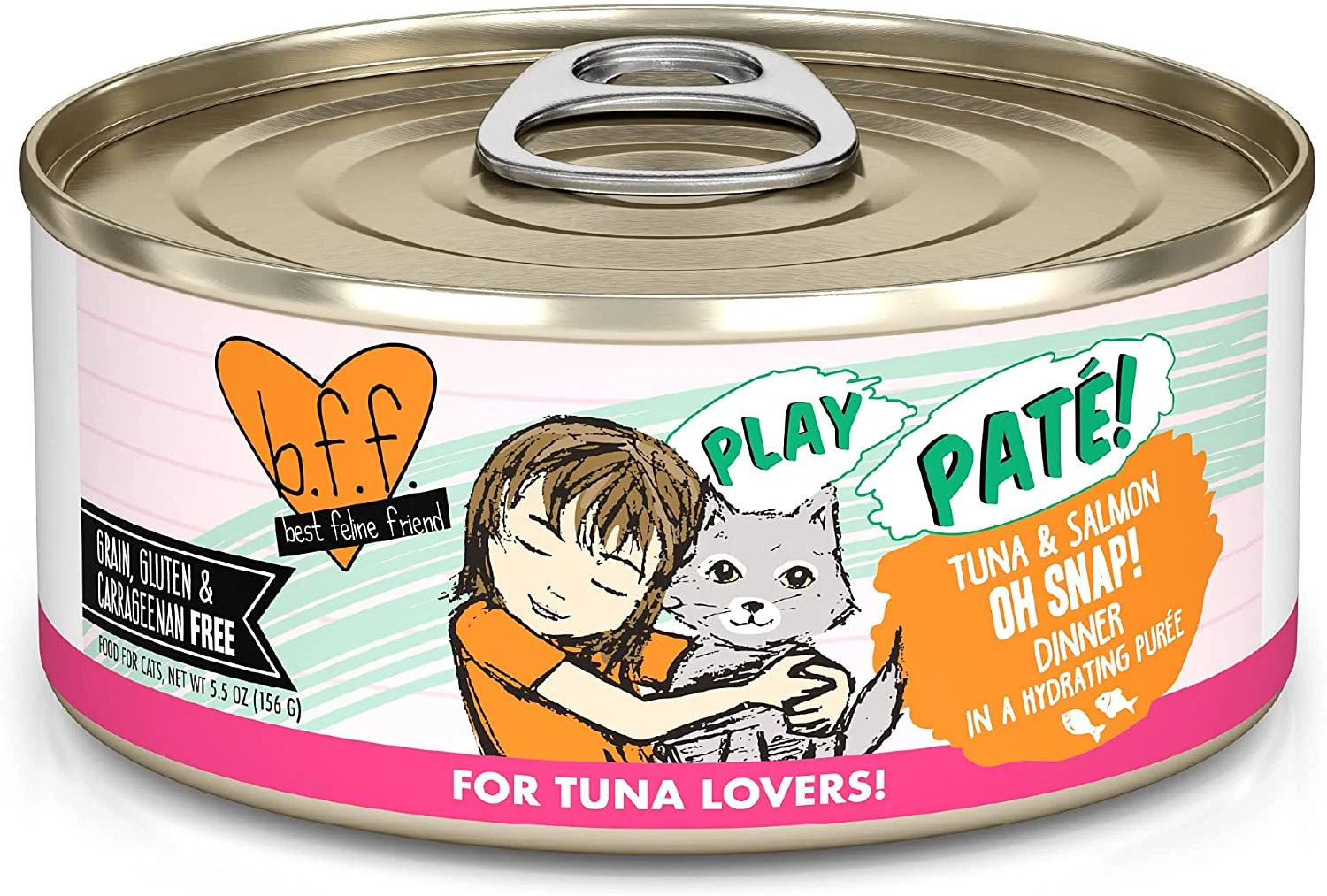 Weruva Wet Cat Food B.F.F. PLAY – Best Feline Friend Paté Lovers, Aw Yeah!, Tuna & Salmon Oh Snap!, 5.5oz Can (Pack of 8)
