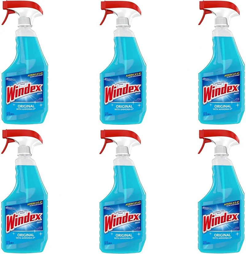Windex Original Glass and Window Cleaner Spray Bottle, Original Blue, 23oz 6Pack
