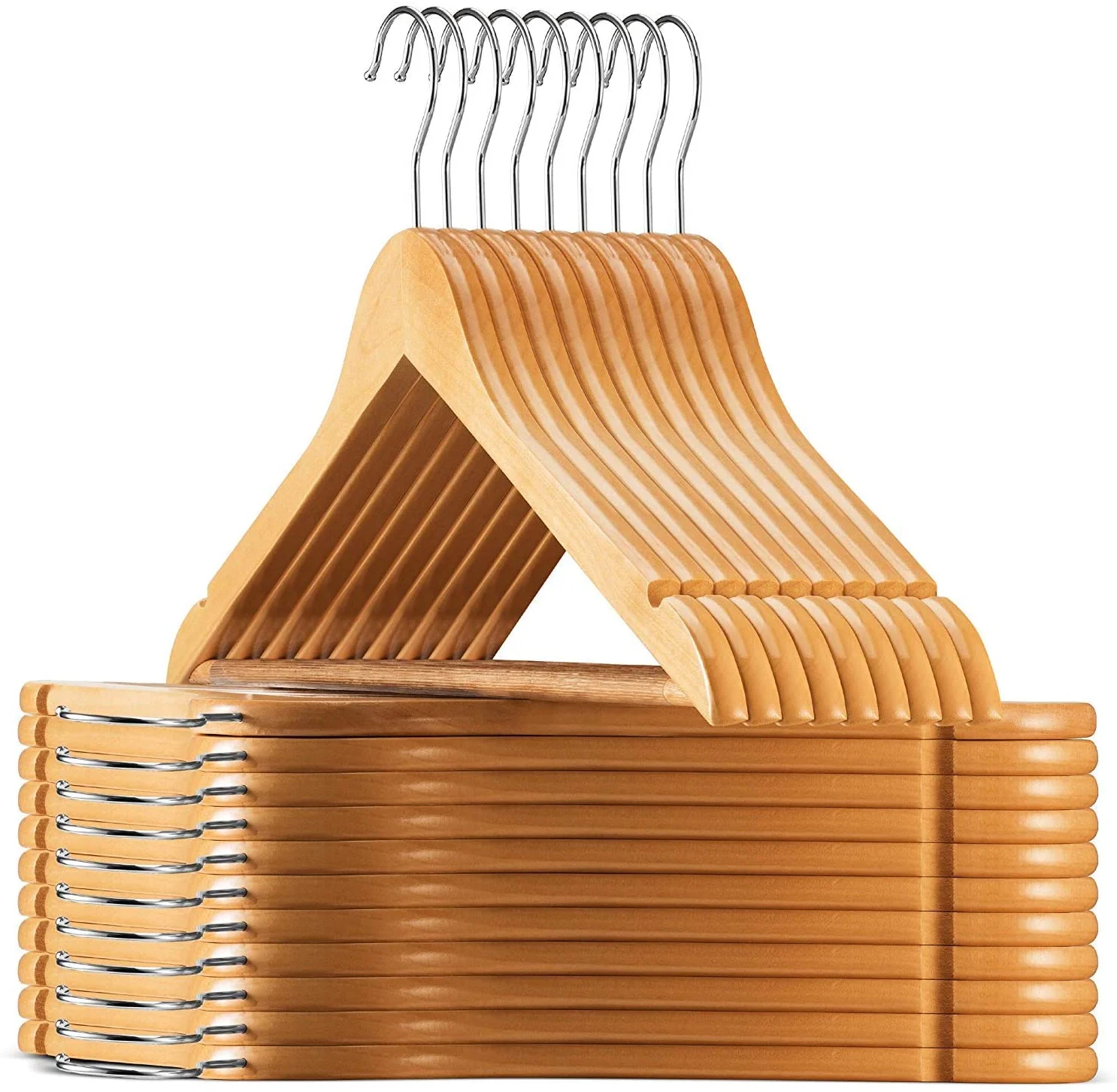 ZOBER High-Grade Wooden Suit Hangers (20 Pack), Brown