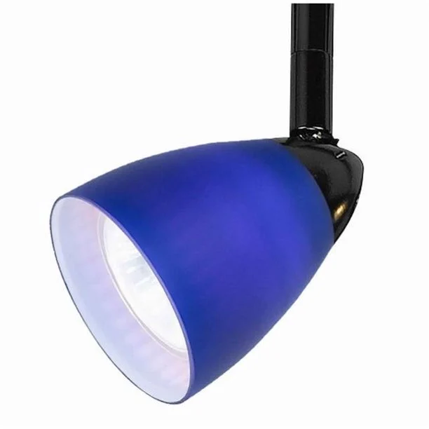 Benzara 50 Watt Track Fixture with Handblown Glass Shade, Black and Blue