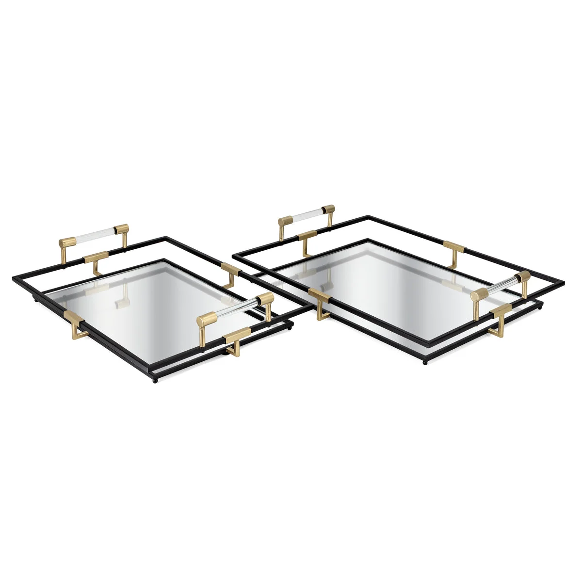 IMAX Worldwide Home Tribute Black and Gold Trays - Set of 2