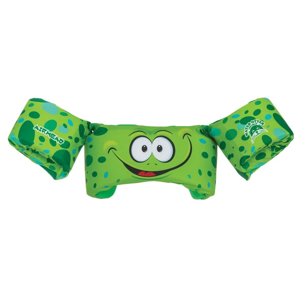 Airhead Water Otter Premium Kids Child Life Jacket Vest with Arm Bands, Frog