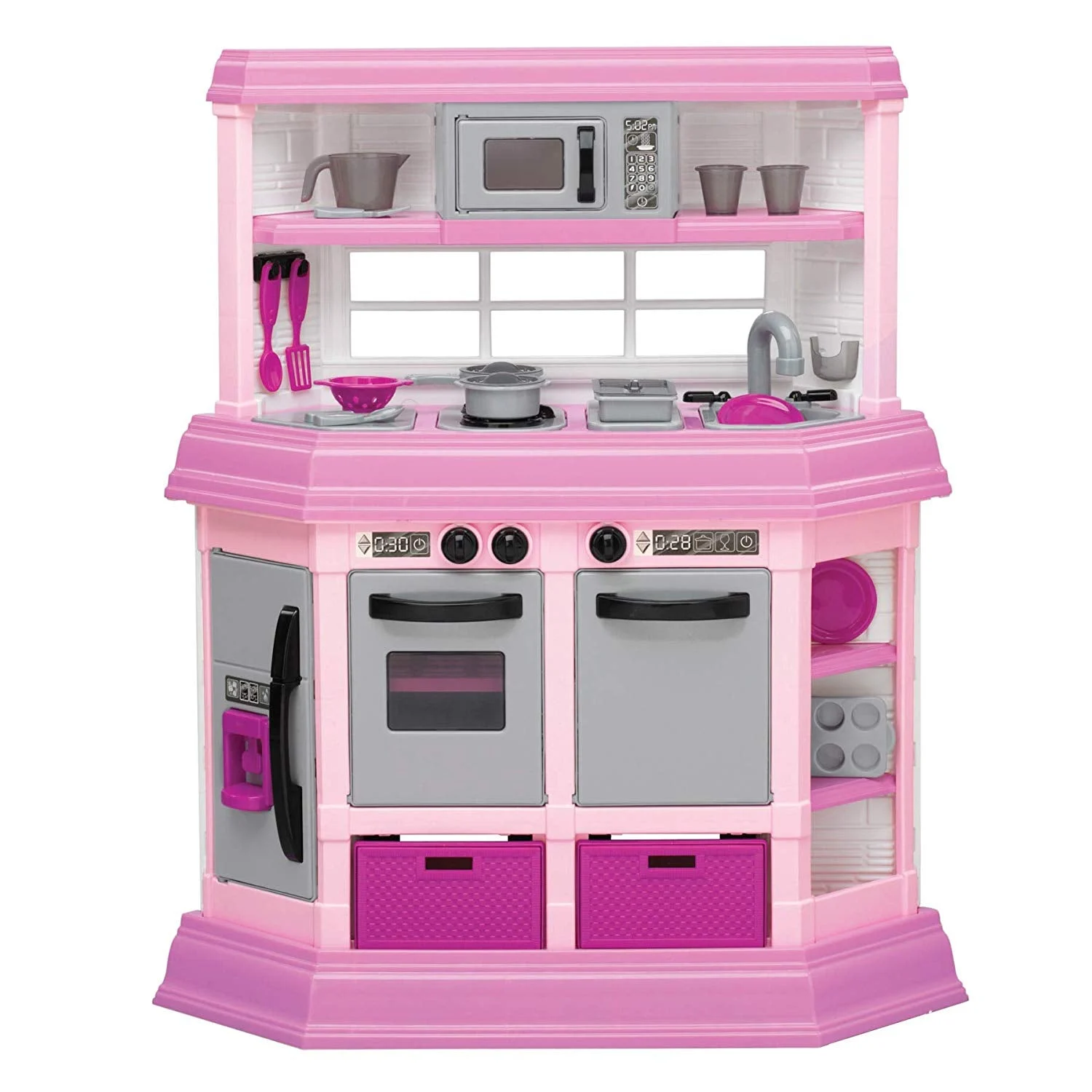 American Plastic Toys Custom Kitchen Pretend Play Toy Set for Kids, Pink