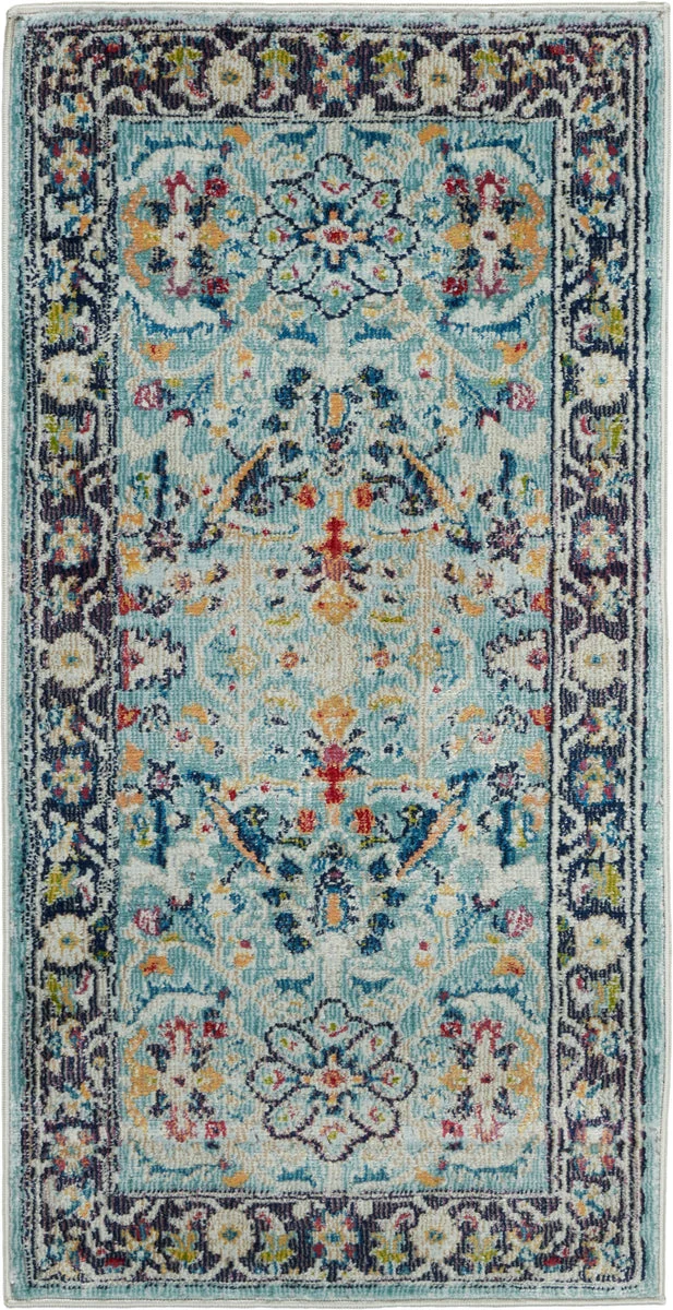 Nourison Global Vintage Traditional Teal/Multicolor Area Rug