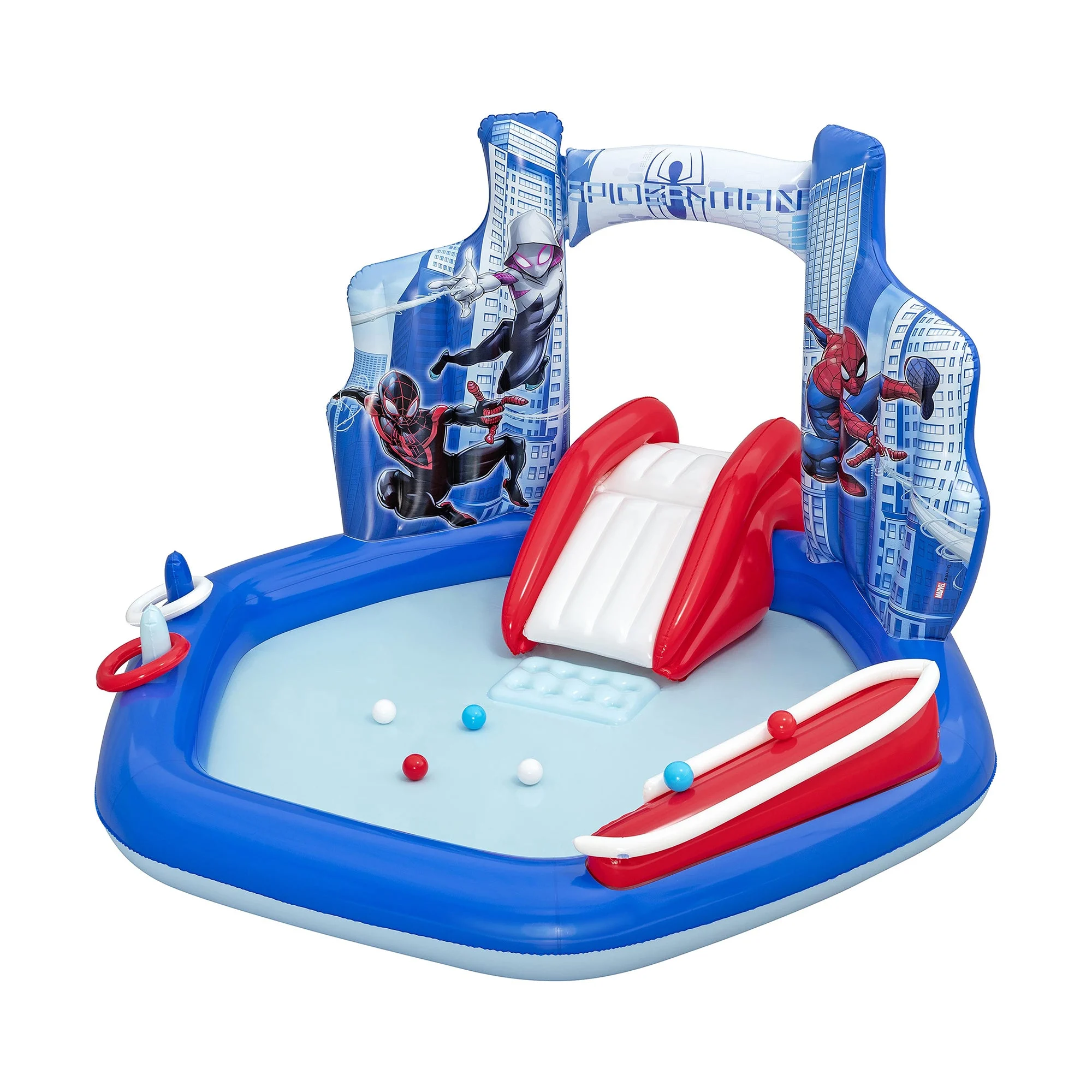 Marvel Spider-Man Inflatable Water Play Center, 6'11" x 6'9" x 50" Kids Activity
