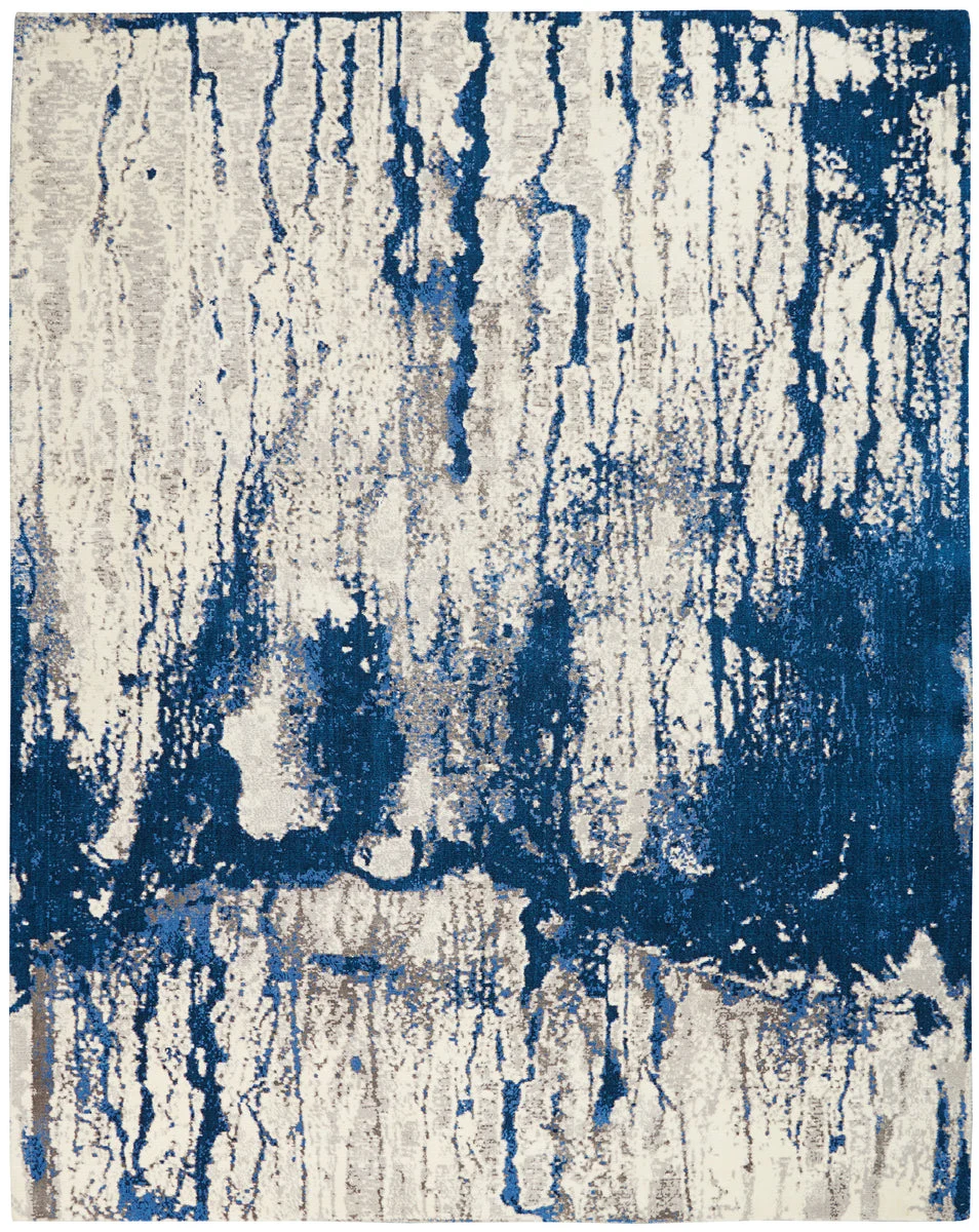 Nourison Tahoe Modern Contemporary Ivory Blue Area Rug