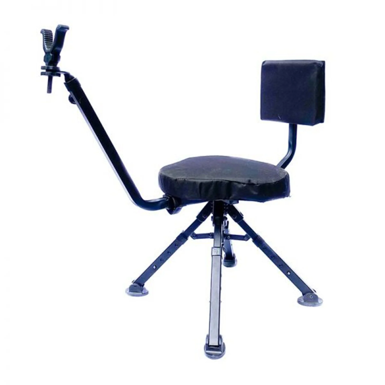 BenchMaster 4 Leg Portable Ground Blind Adjustable Rotating Seat Chair, Black