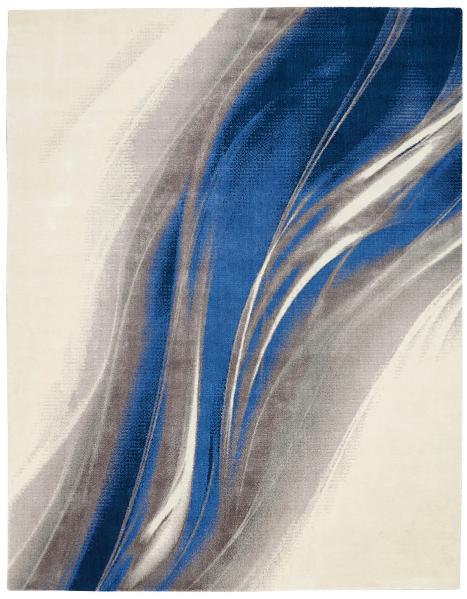 Nourison Tahoe Modern Contemporary Ivory Grey Blue Area Rug