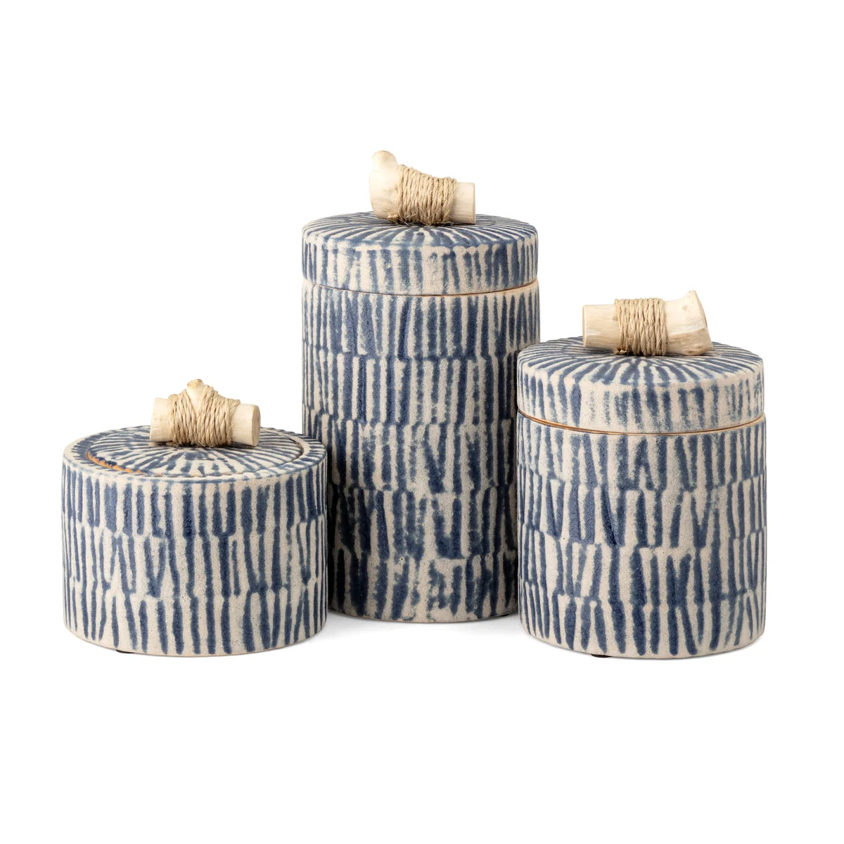 IMAX Worldwide Home Jabal Decorative Ceramic and Wood Containers - Set of 3