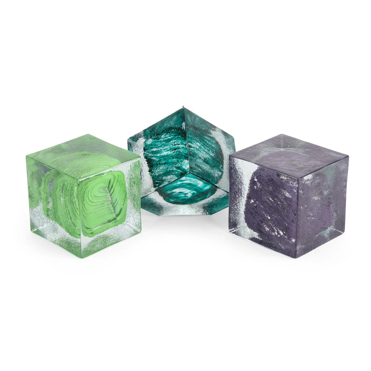 Imax Worldwide Home SG Serenity Art Glass Blocks - Set of 3