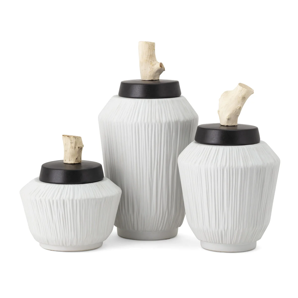 IMAX Worldwide Home Wawona Decorative Ceramic and Wood Containers - Set of 3