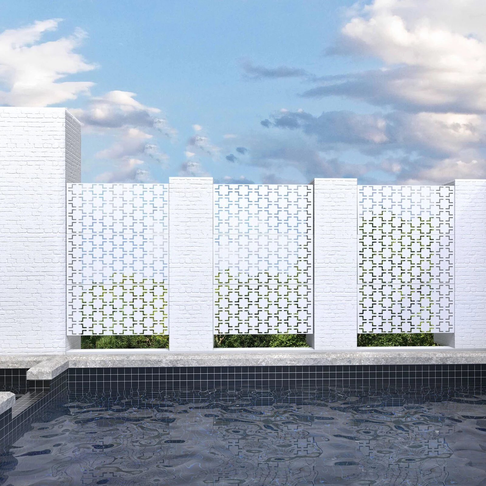 6.33 ft. H x 3.93 ft. W Laser Cut Metal Privacy Screen, 3 panels