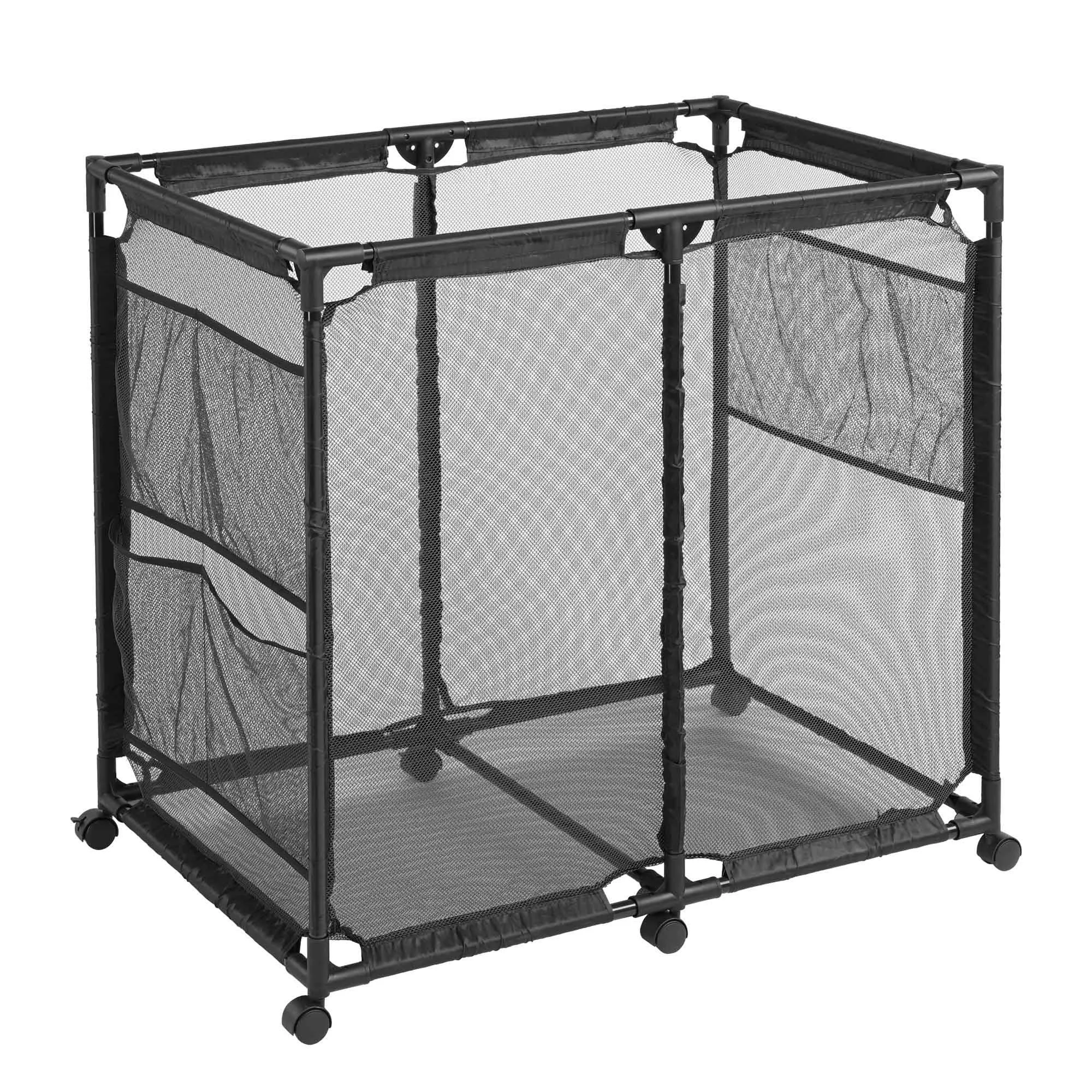 Amostby swimming pool ,Rolling Poolside Mesh Container for Toys – Waterproof, UV Resistant Outdoor Organizer Box with Bonus Mesh Bag Pool Storage Bin Pool Storage Bin/Black