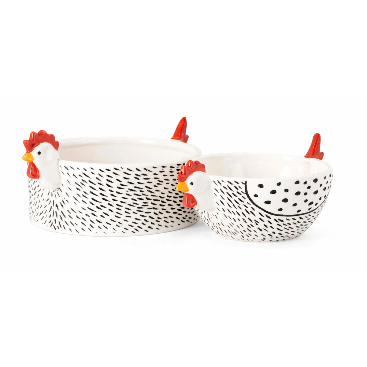 IMAX Worldwide Home Farmstead Handpainted Chicken Bowls - Set of 2