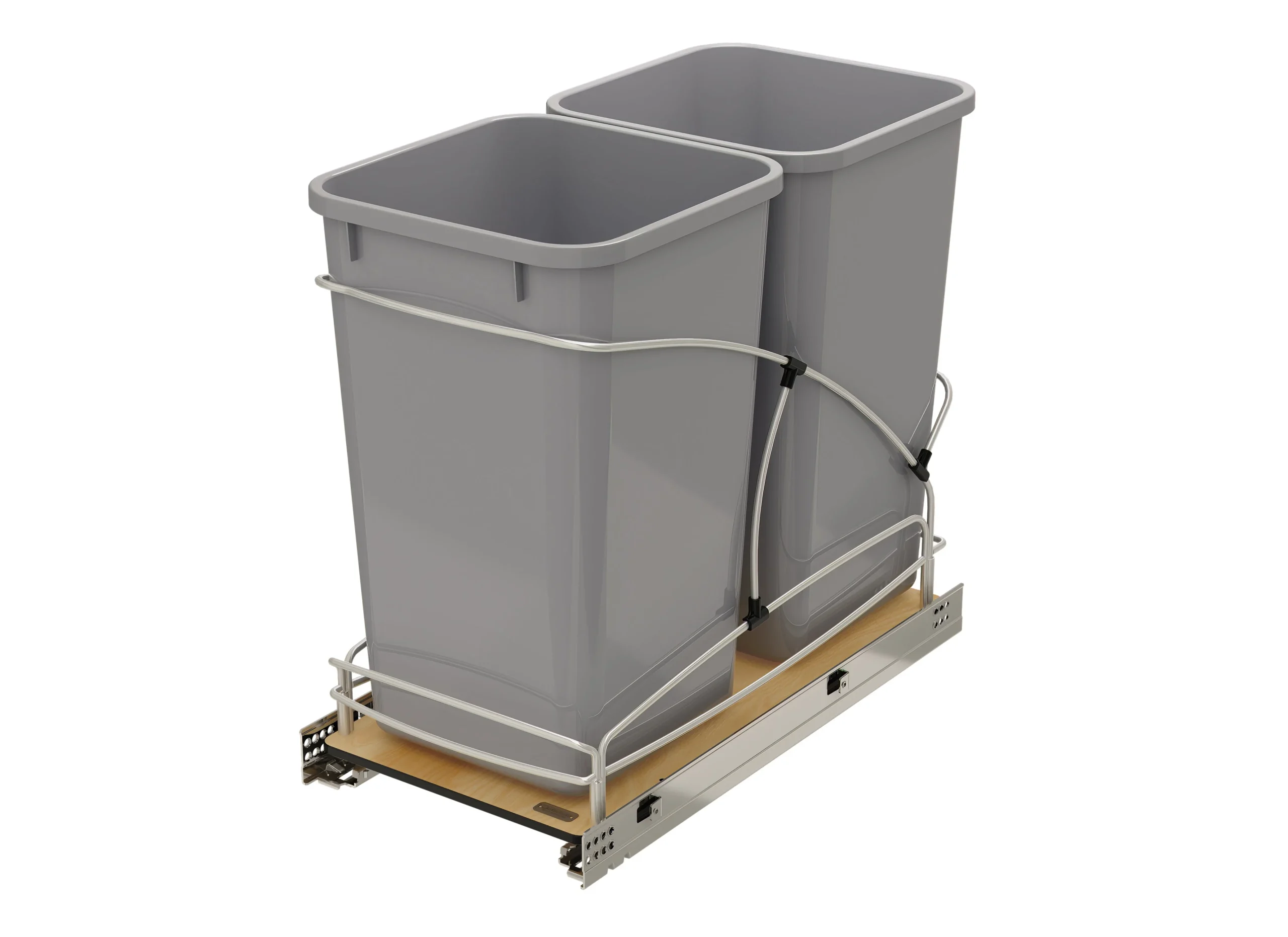 Rev-A-Shelf Double 27 qt. Pullout Trash Containers, Gray, 54WC-1527SC-17-1