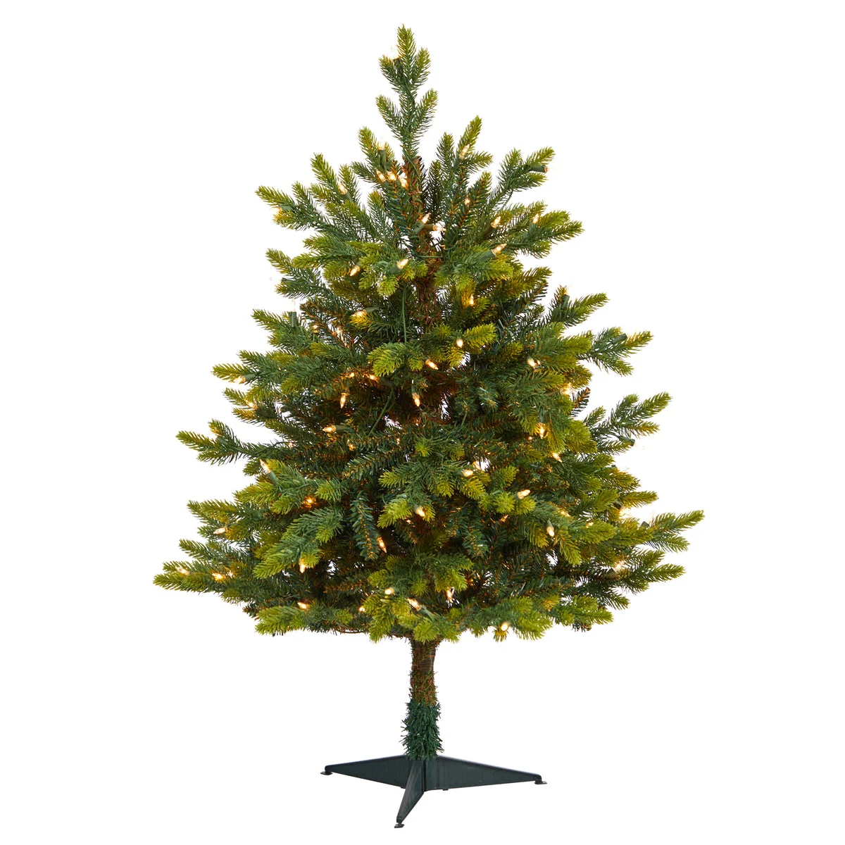 Nearly Natural 3` North Carolina Fir Artificial Christmas Tree with 150 Clear Lights and 563 Bendable Branches
