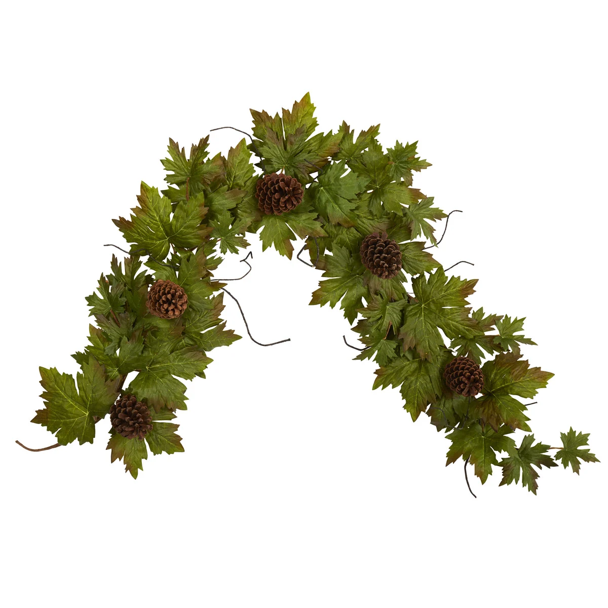 Nearly Natural 5` Fall Maple Leaf with Pine Cones Artificial Garland