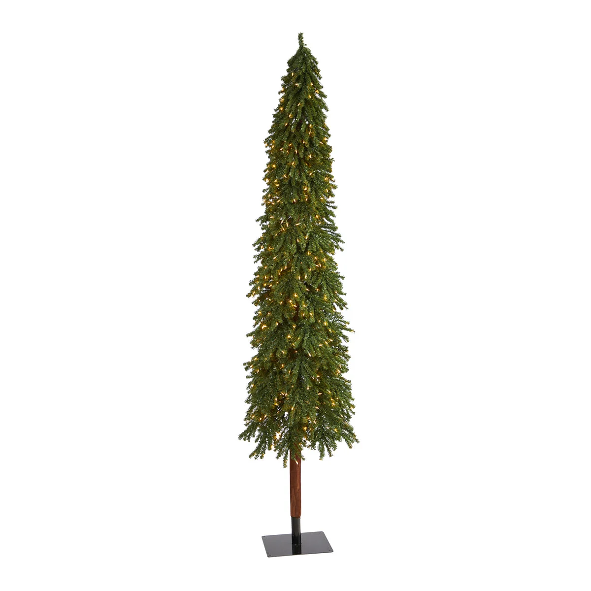 Nearly Natural 9` Grand Alpine Artificial Christmas Tree with 600 Clear Lights and 1183 Bendable Branches on Natural Trunk