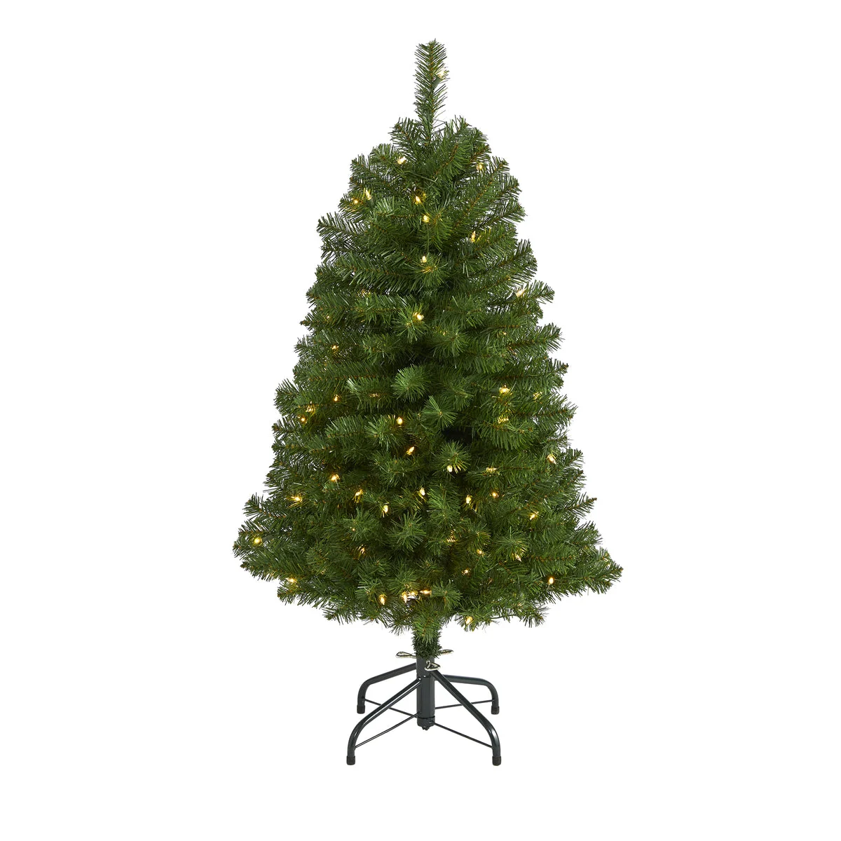 Nearly Natural 4` Virginia Fir Artificial Christmas Tree with 100 Clear Lights and 223 Bendable Branches