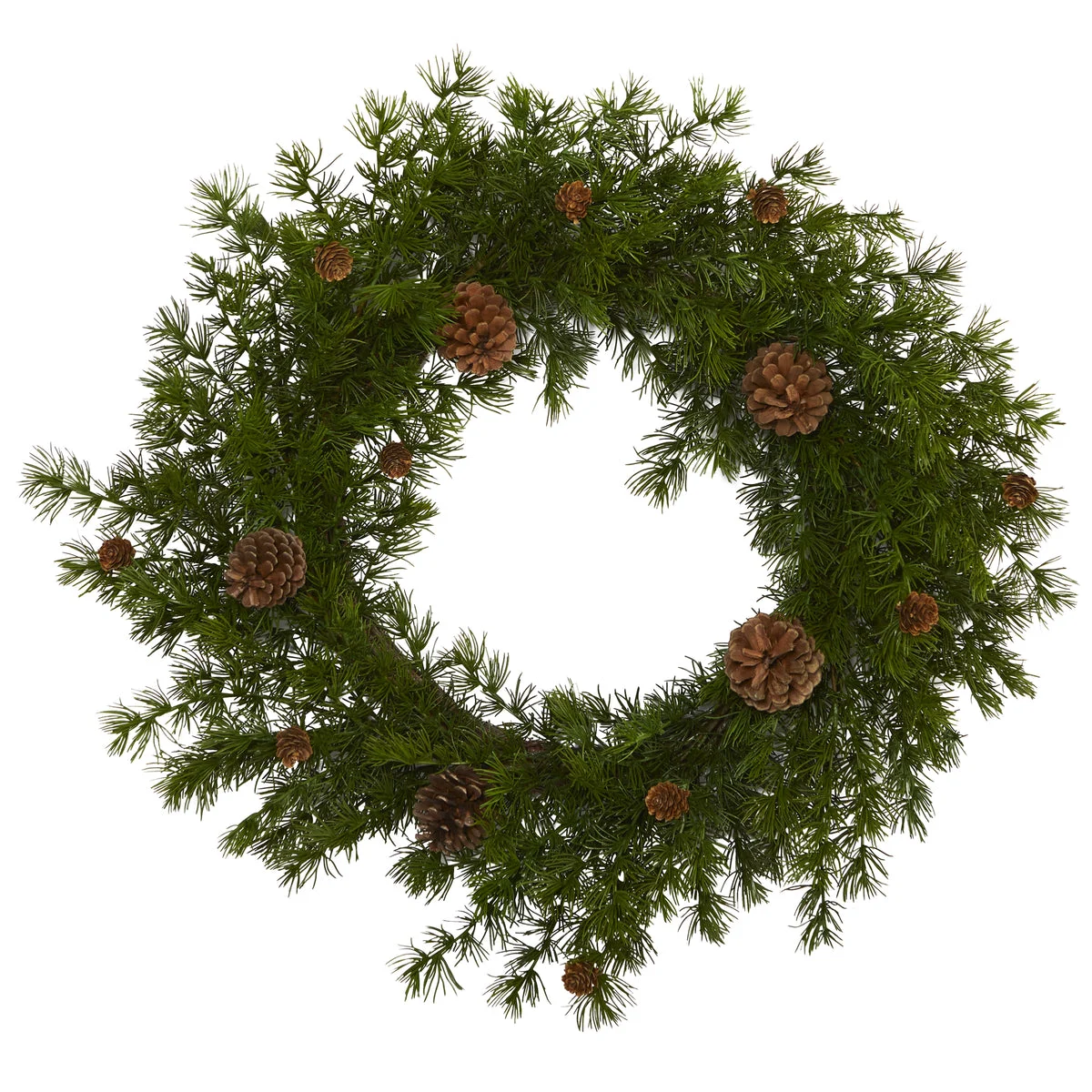 Nearly Natural 18`` Alpine Pine and Pine Cone Artificial Wreath