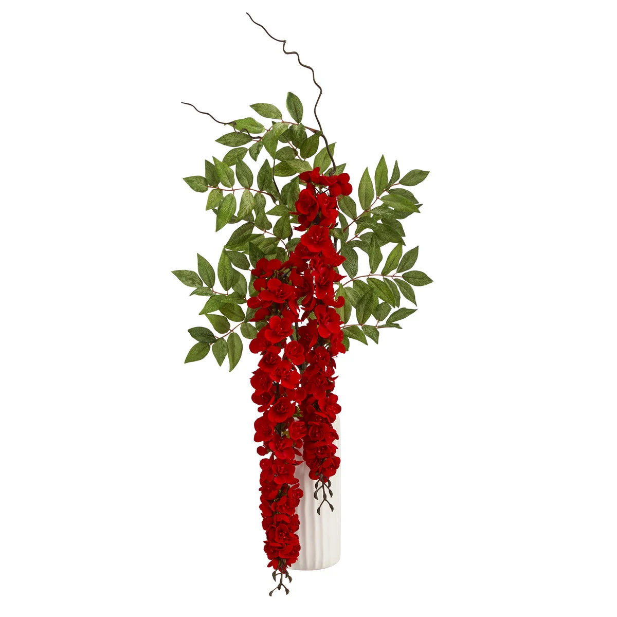 Nearly Natural 26``Wisteria Artificial Arrangement in White Vase